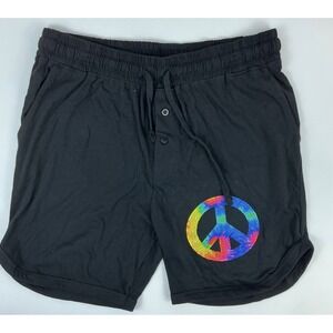Bioworld Pride Peace Sign Pixel Lounge Shorts Black Mens Size‎ Medium MSRP $28
